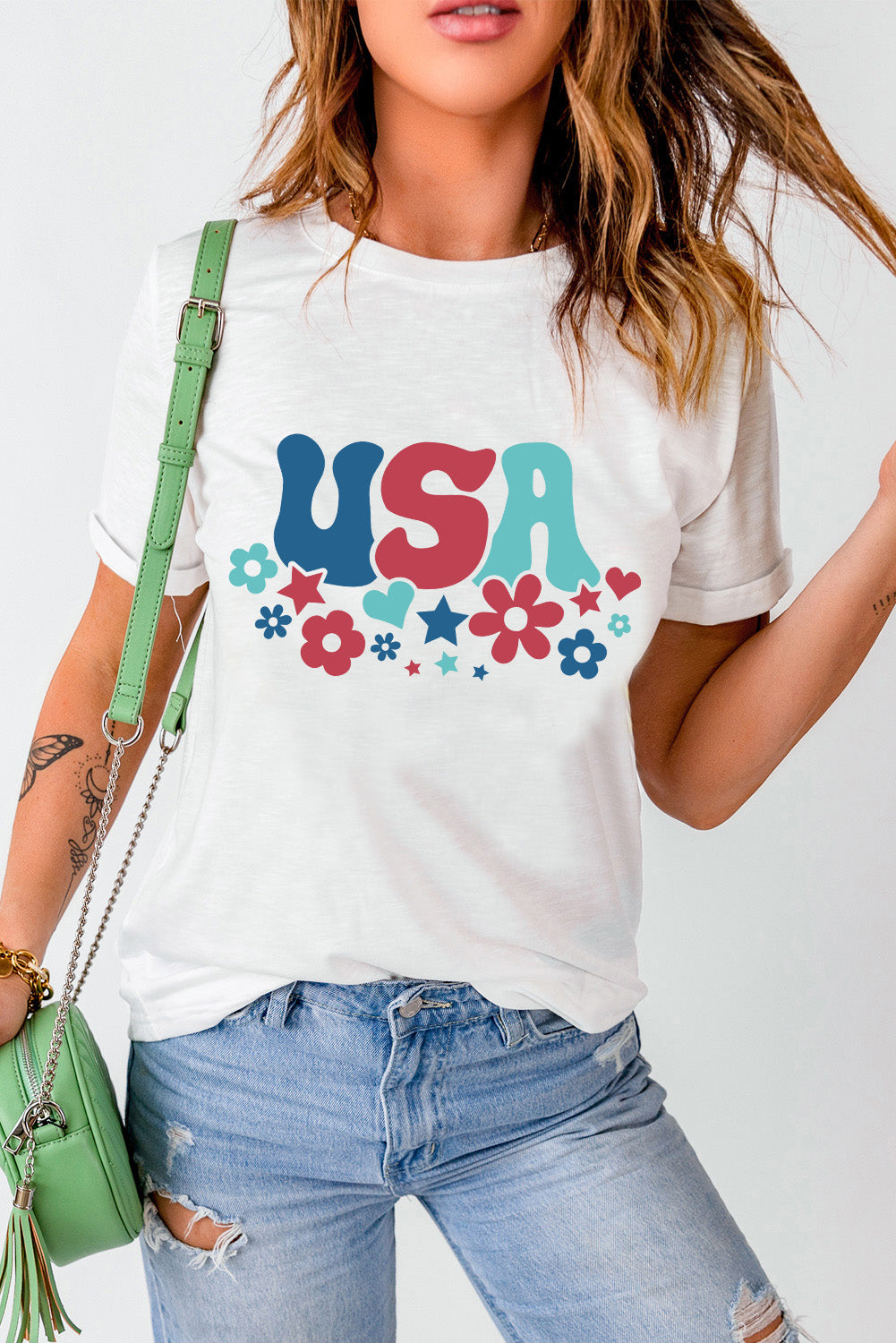USA Round Neck Short Sleeve T-Shirt USA Round Neck Short Sleeve T-Shirt